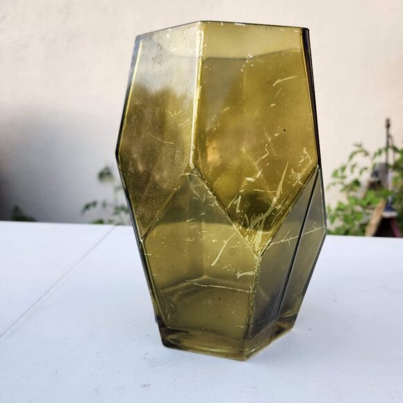 Beautiful Vintage Green Hexagon Vase Terrarium Decor Mid Century Modern Rustic F - Picture 4 of 16